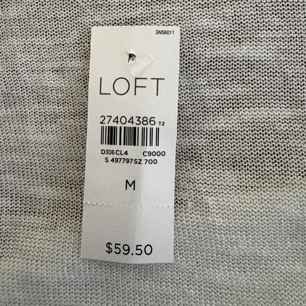 LOFT Women's White Ramie Blend Open Front Long Sleeve Cardigan Sweater M NWT - Picture 5 of 6